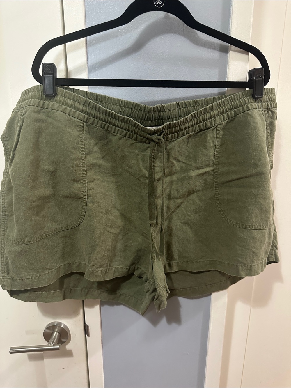 J. Crew Olive Green Drawstring Linen Blend Shorts Sz 3X